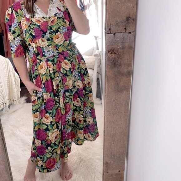 Vintage Dresses & Skirts - Vintage floral maxi dress size 12